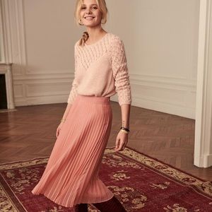 Sezane Dino Skirt Pleated Midi Skirt Blush Pink